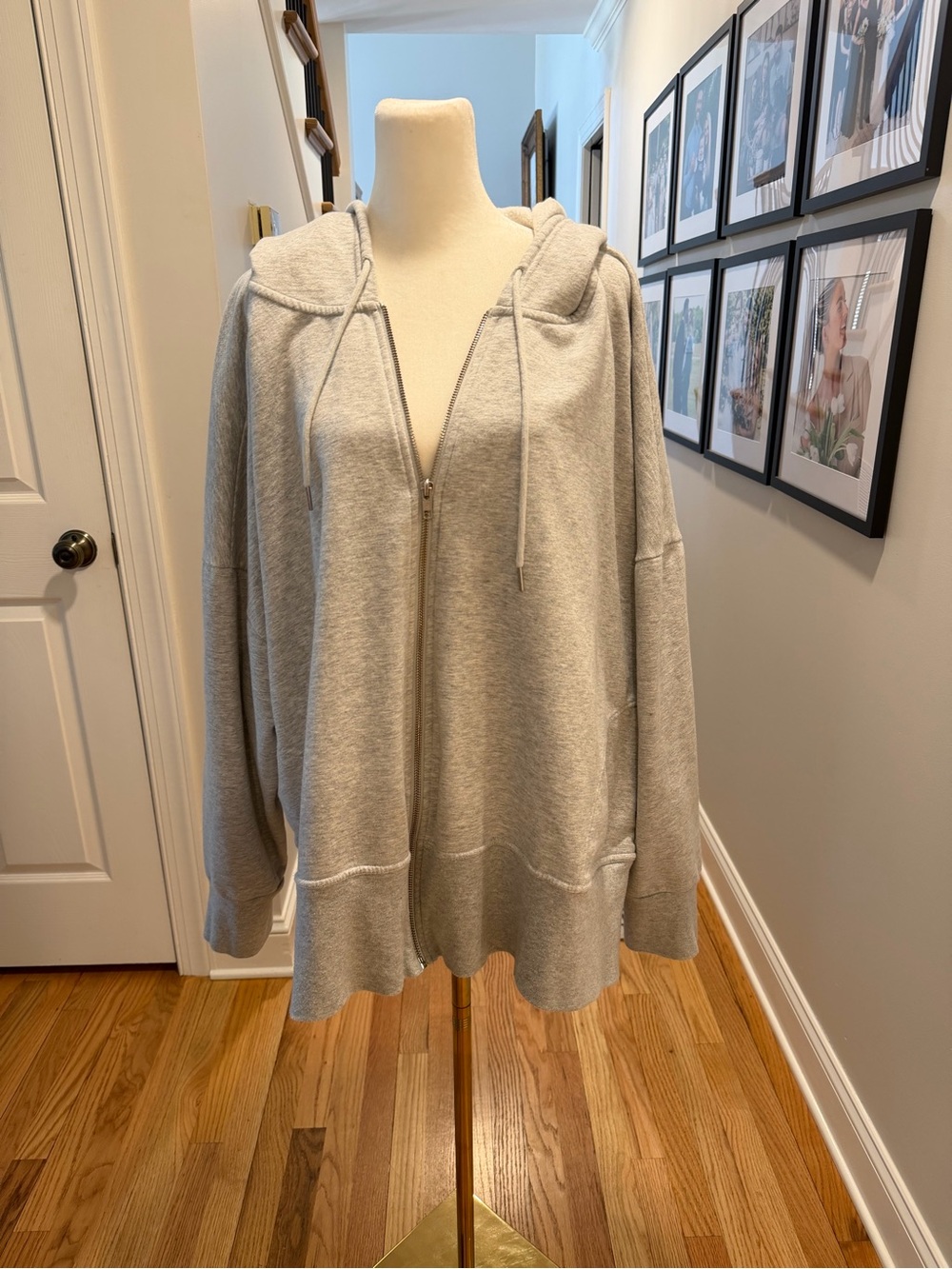 Light Gray Hooded Zip-Front Women's Sweatshirt